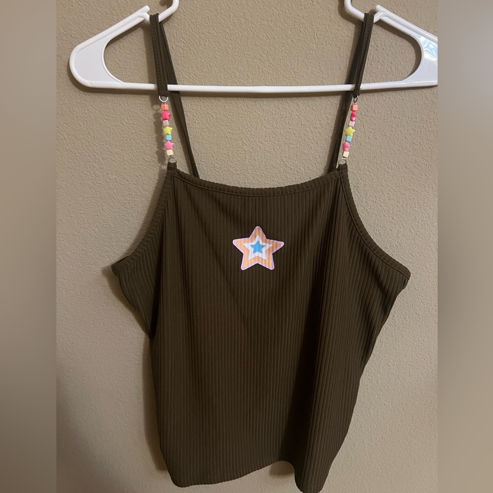 Brown Star Embellished Women's Top